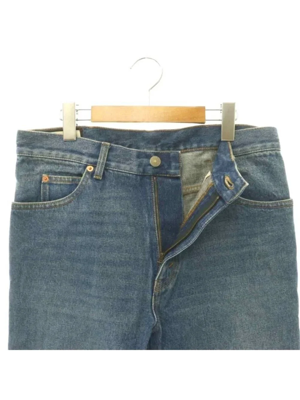 Gucci Logo Patch Straight Denim Pants Jeans 32 Indigo